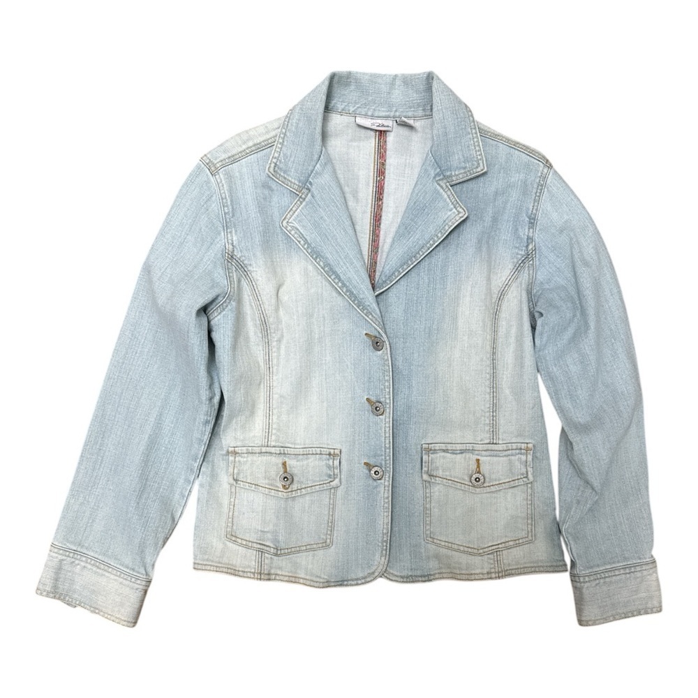 Chico's Blue Denim Jean Jacket with Vintage Appeal